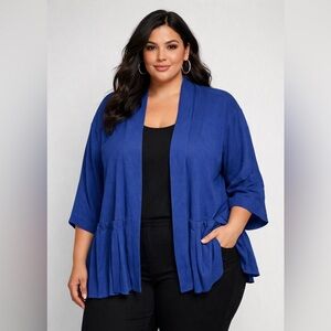 Lane Bryant Navy Blue Cardigan Sweater Knit Pleated Hem Size 26 28 NWT